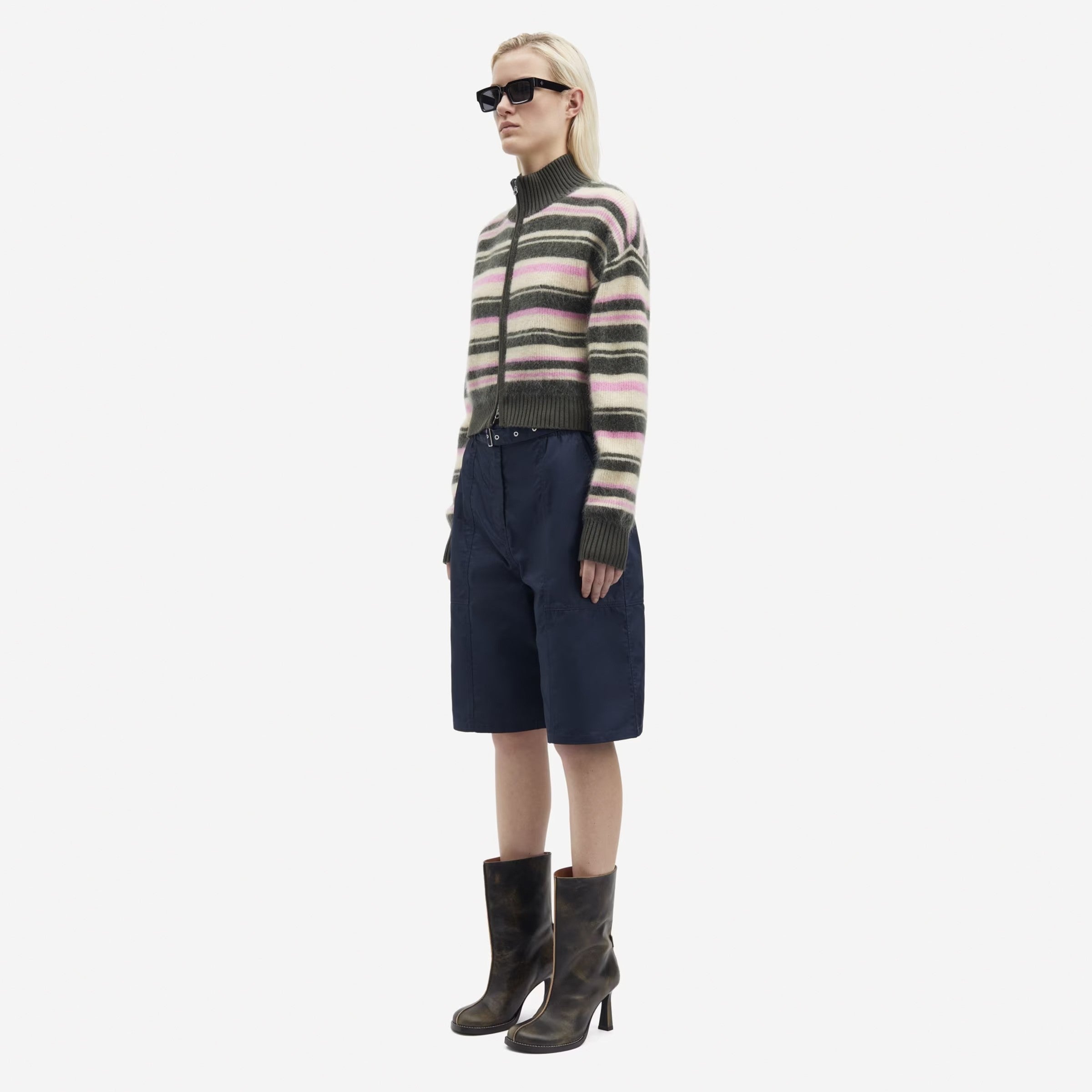 Jeanne Cardigan - Forest Night Stripe