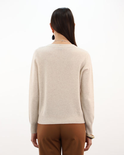 Diamante Neck Detail Jumper - Oat