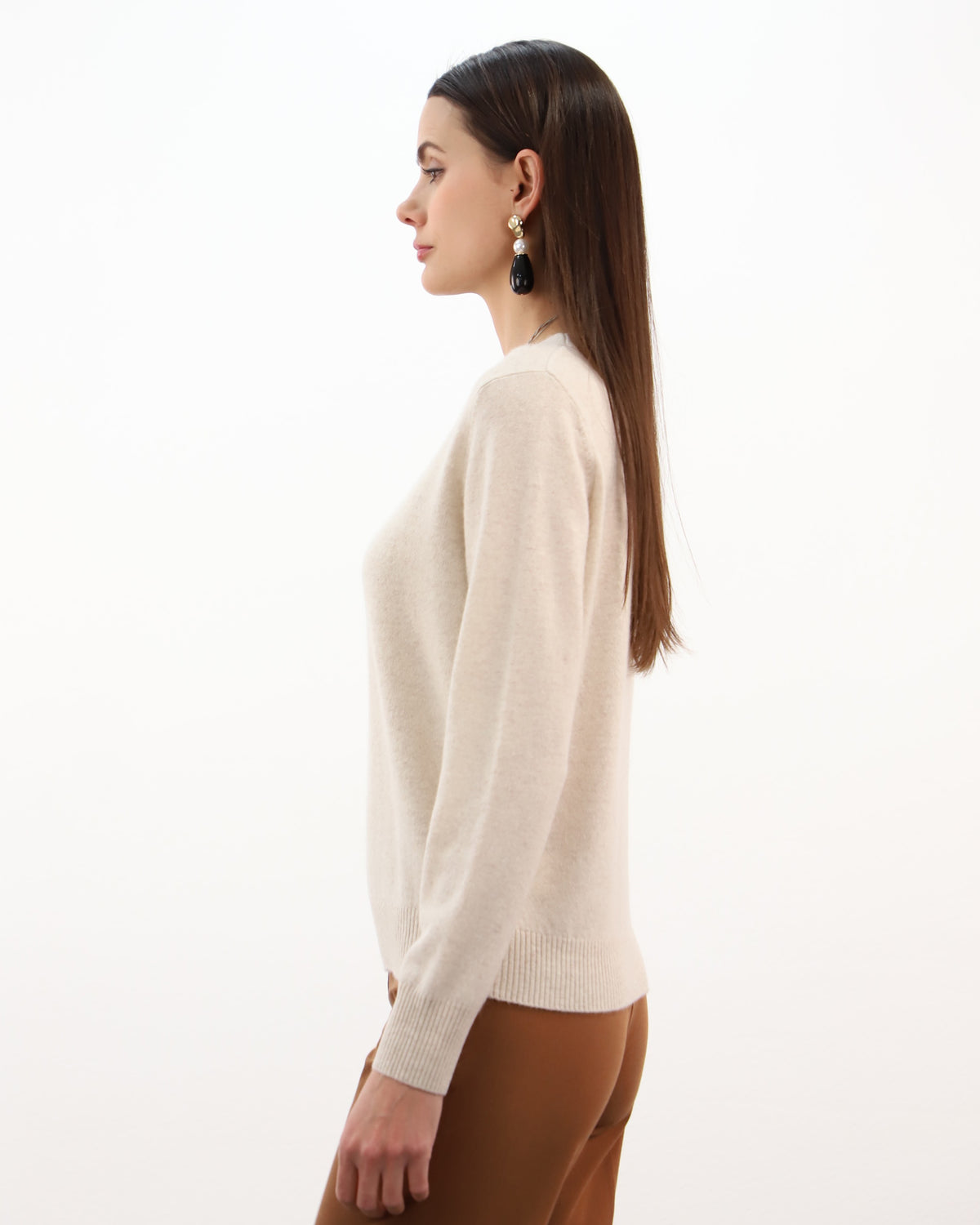 Diamante Neck Detail Jumper - Oat