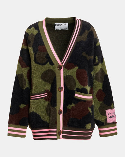 Kamoo Camouflage Knit Cardigan - Dusty Green