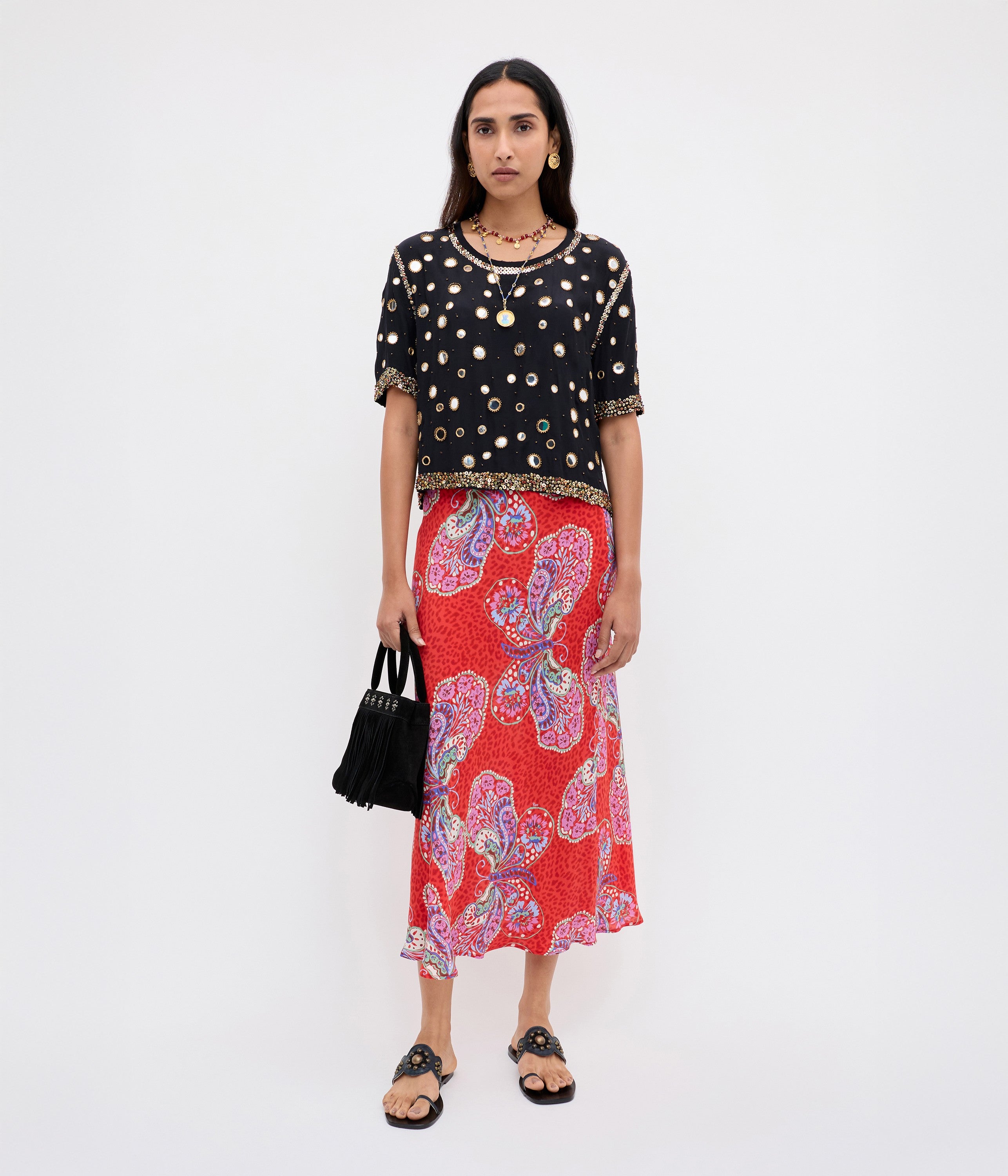 Kelly Skirt - Butterfly Bloom Jacquard Red