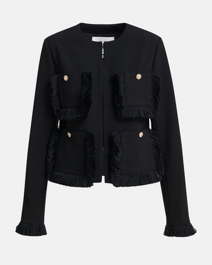 Kinetic Fringed Jacket - Black