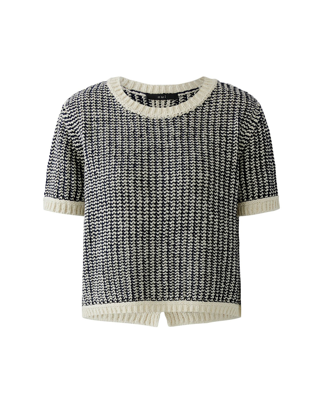 Knitted Jumper Contrast Trim - Blue