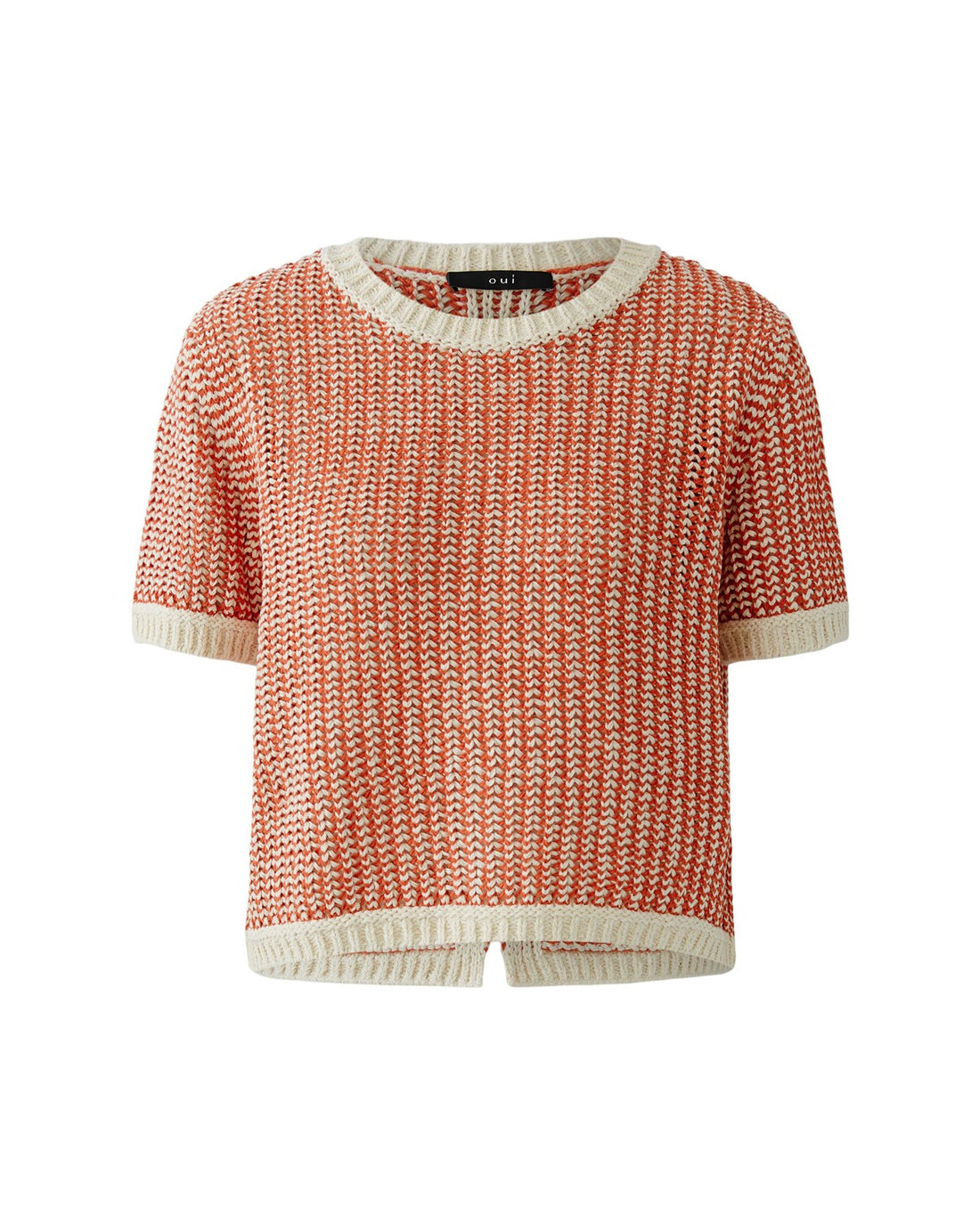 Knitted Jumper Contrast Trim - Orange