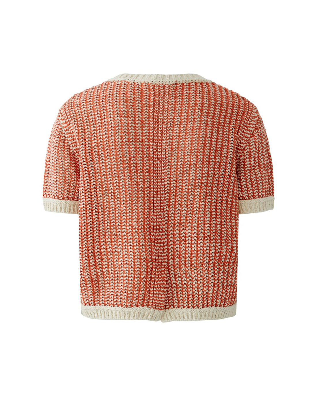Knitted Jumper Contrast Trim - Orange