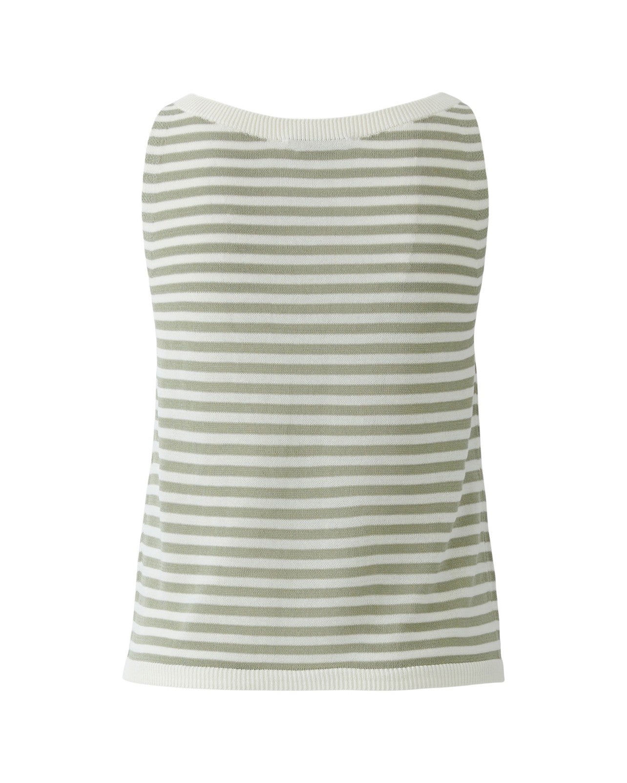 Knitted Tank Top - White Green Stripe