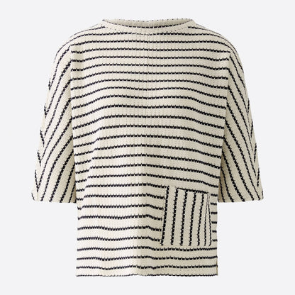 Knit Stripe Sweater - Dark Blue / White