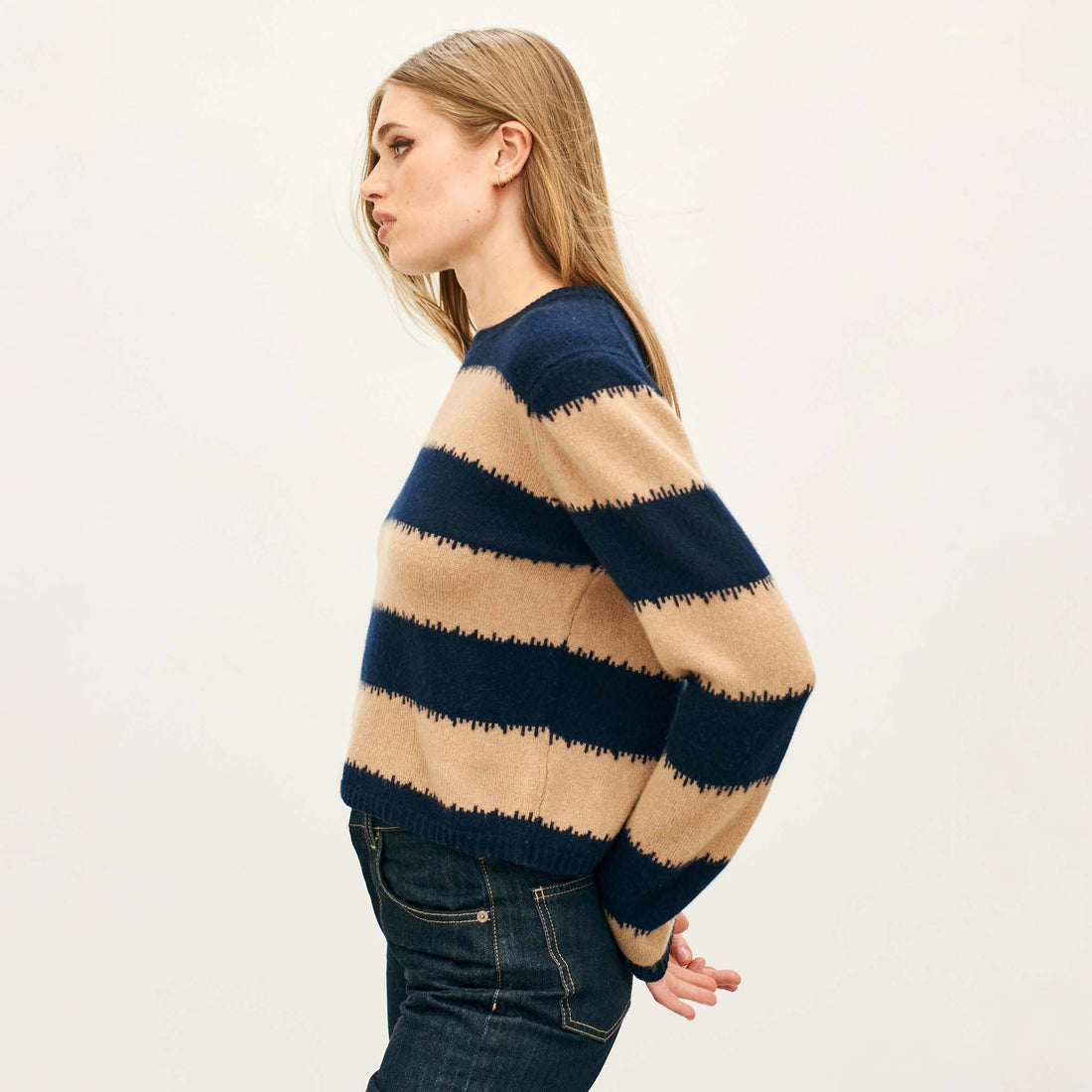 Broken Stripe Crew - New Navy Sandstone