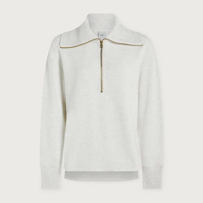 Larson Half Zip Sweat - Ivory Marl