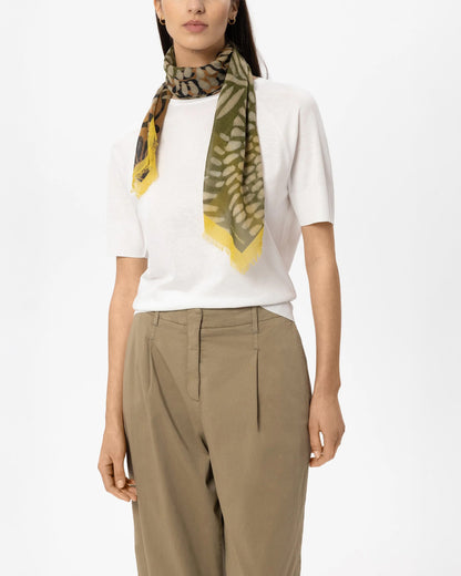Leaf Print Cotton Scarf - Multi