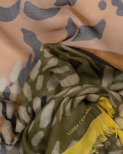 Leaf Print Cotton Scarf - Multi