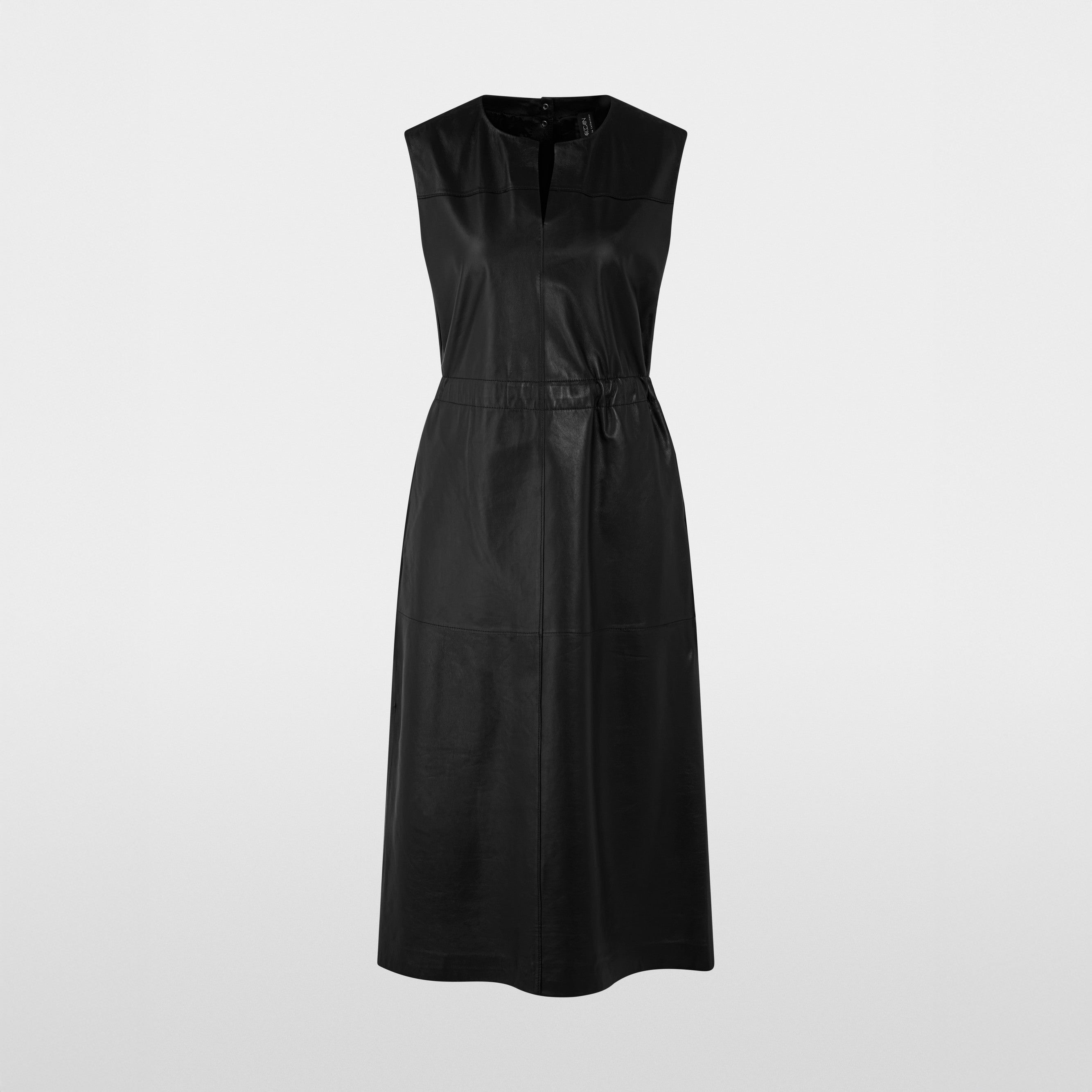Leather Gather Waist Dress - Black