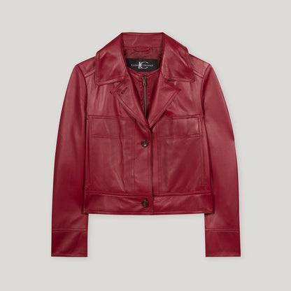 Leather Jacket - Berry Red