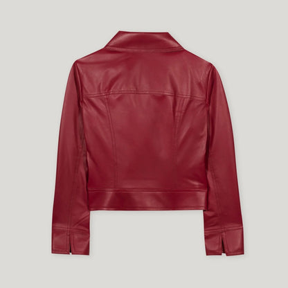Leather Jacket - Berry Red