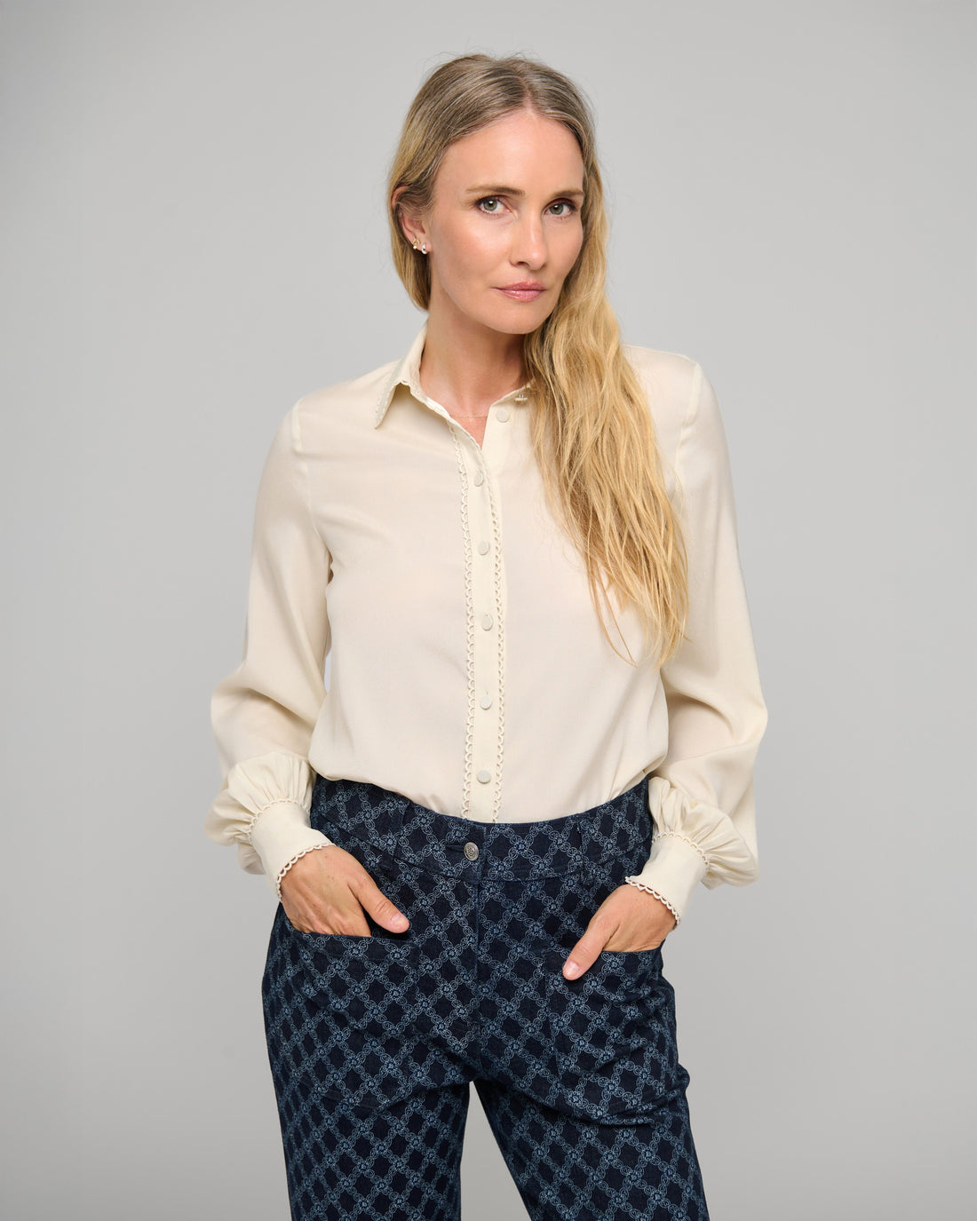 Lena Blouse With Special Trim - Cloud Cream