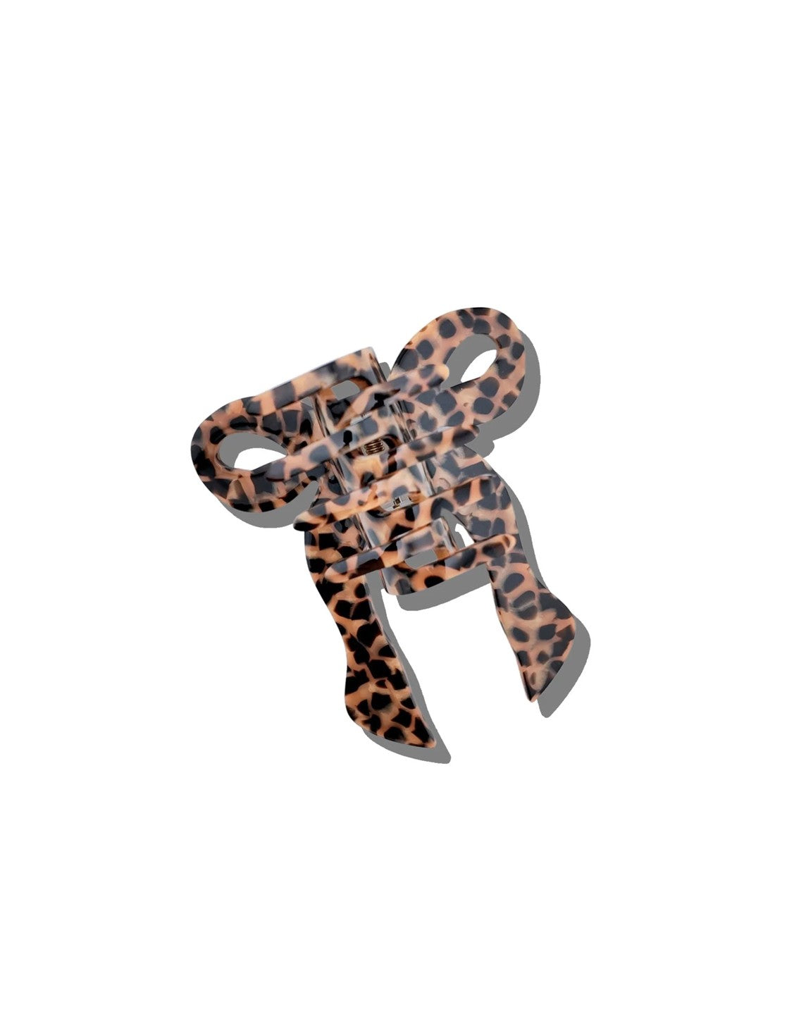 Leopard Bow Hair Clip - Brown