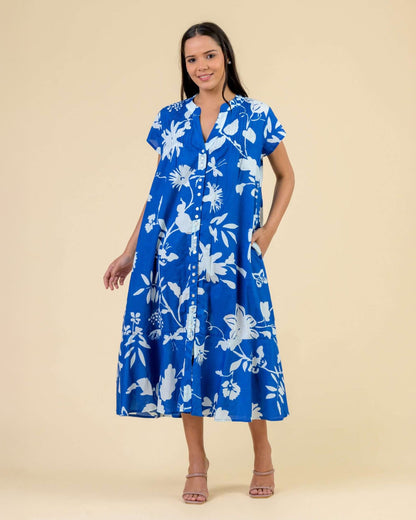 Leslie Floral Sun Dress - Floral Blue