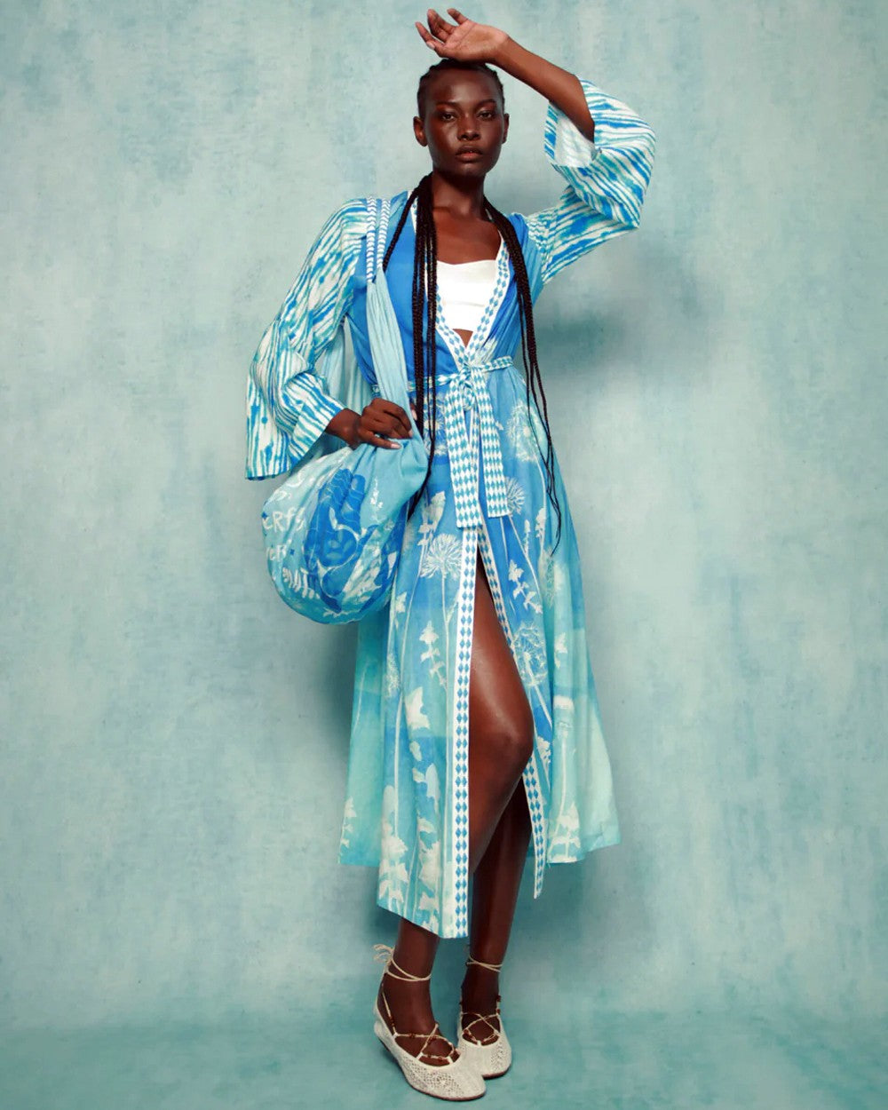 Lina Kimono Dress - Indigo Garden