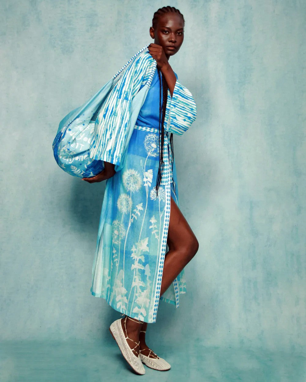 Lina Kimono Dress - Indigo Garden
