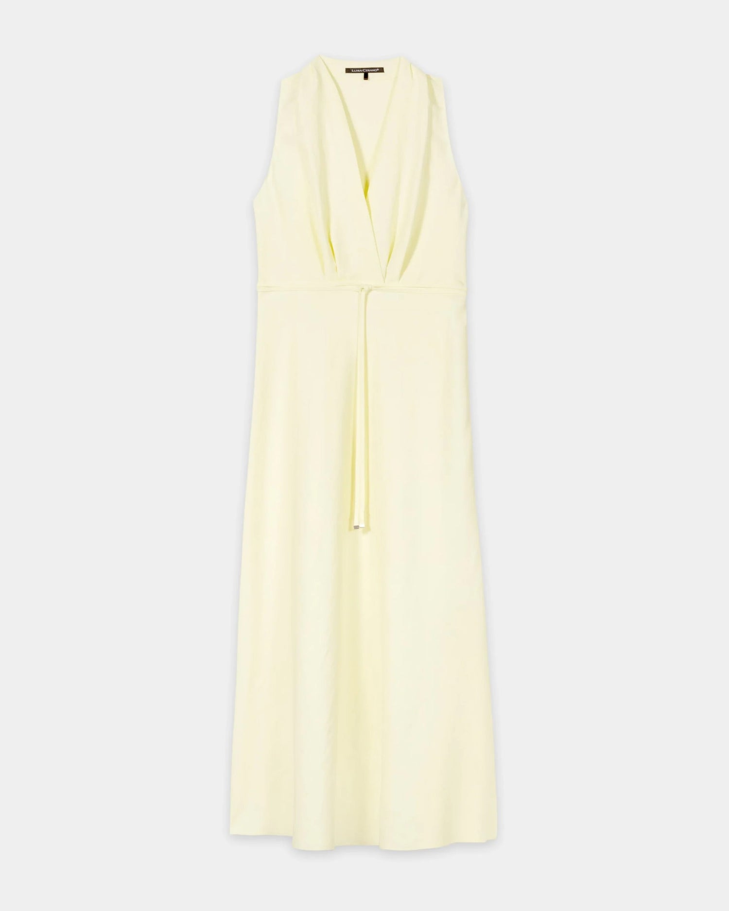 Linen Blend Midi Dress - Citron