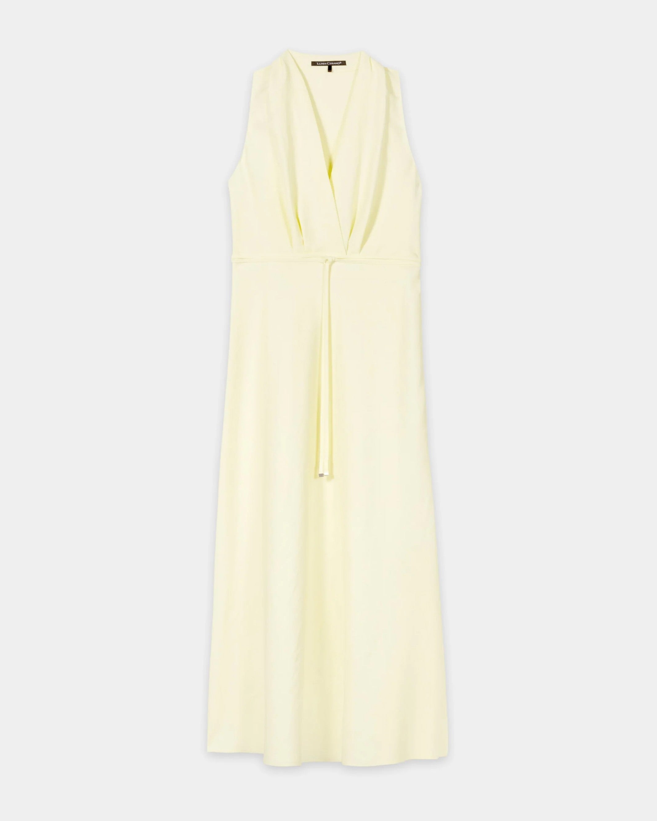 Linen Blend Midi Dress - Citron
