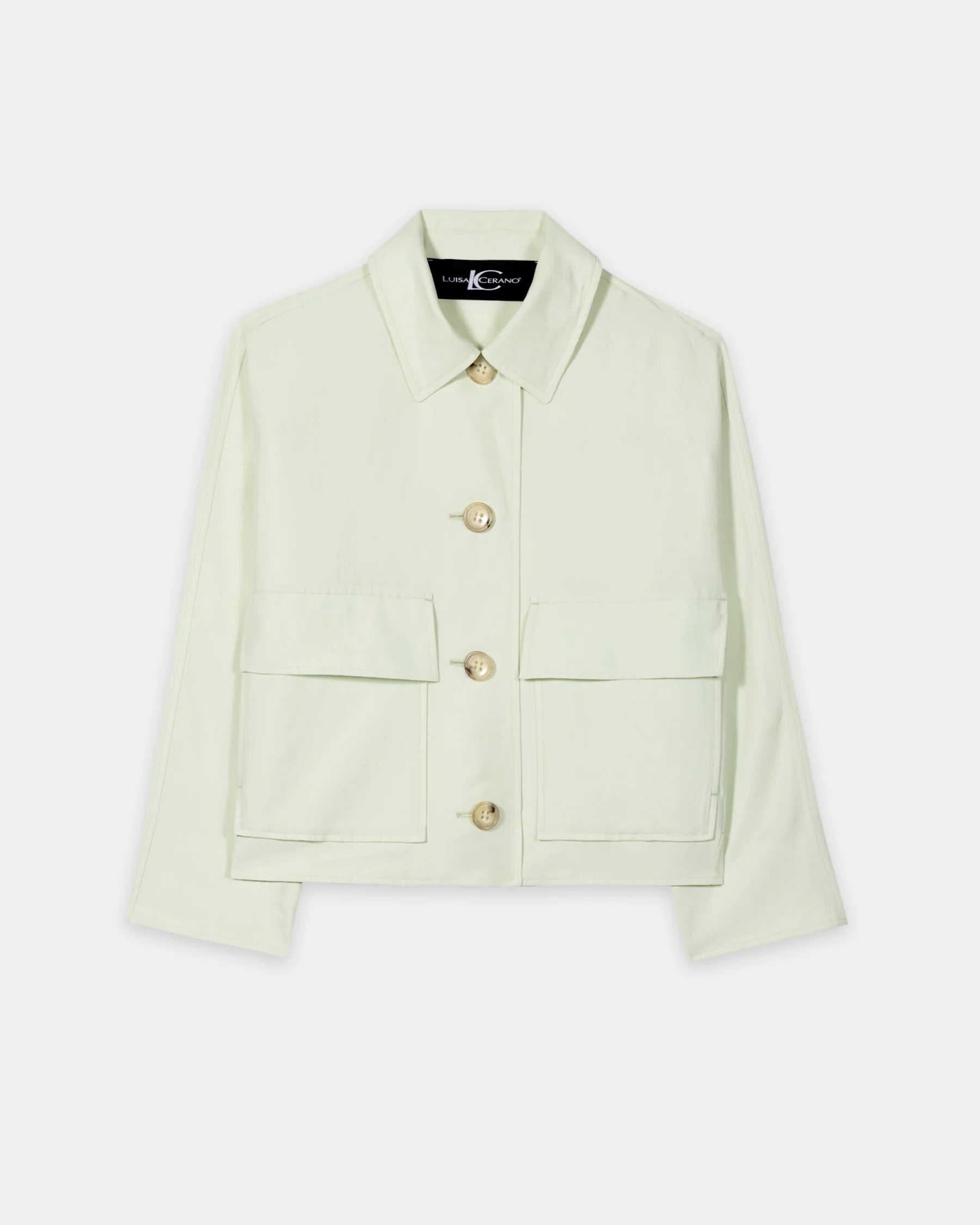 Linen Blend Shirt Jacket - Pistachio