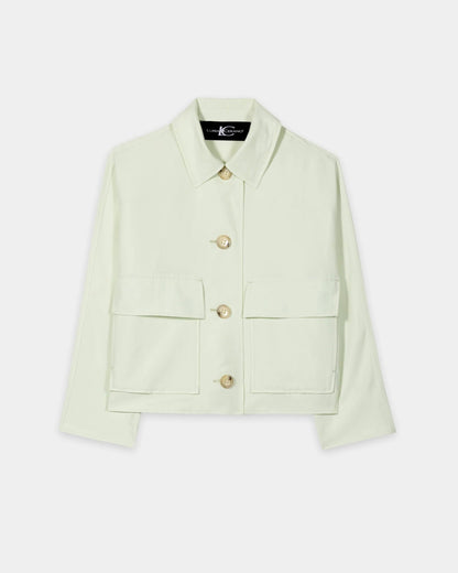 Linen Blend Shirt Jacket - Pistachio