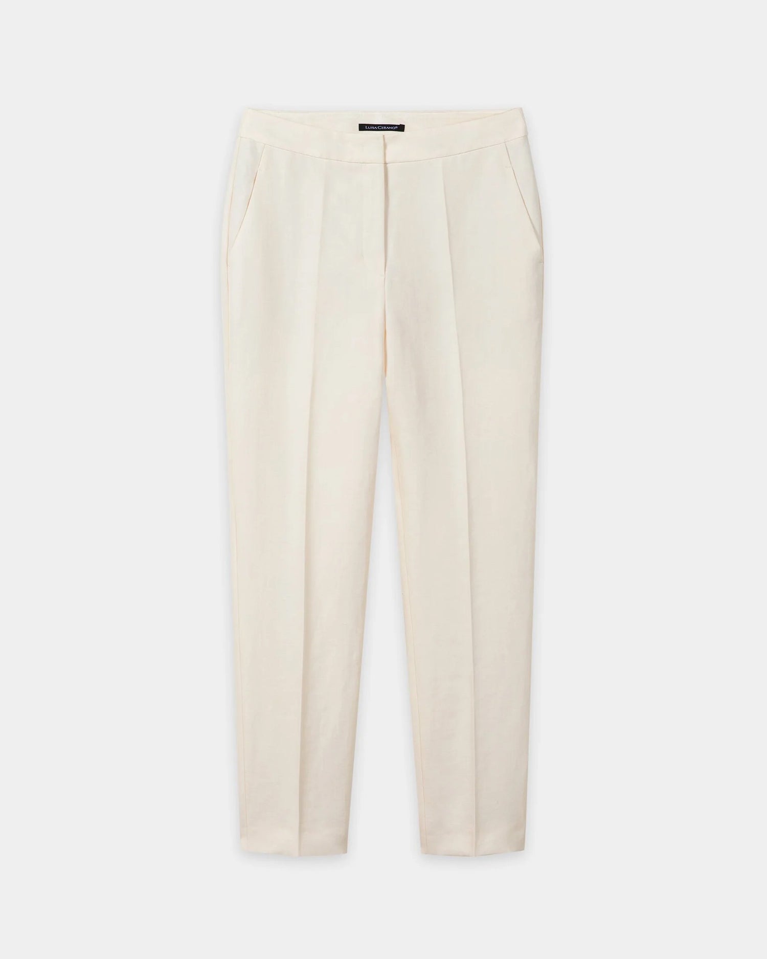 Linen Blend Tapered Trousers - Milk