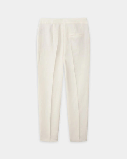 Linen Blend Tapered Trousers - Milk