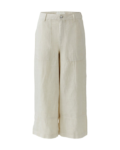 Linen Pull On Trouser - Biscuit