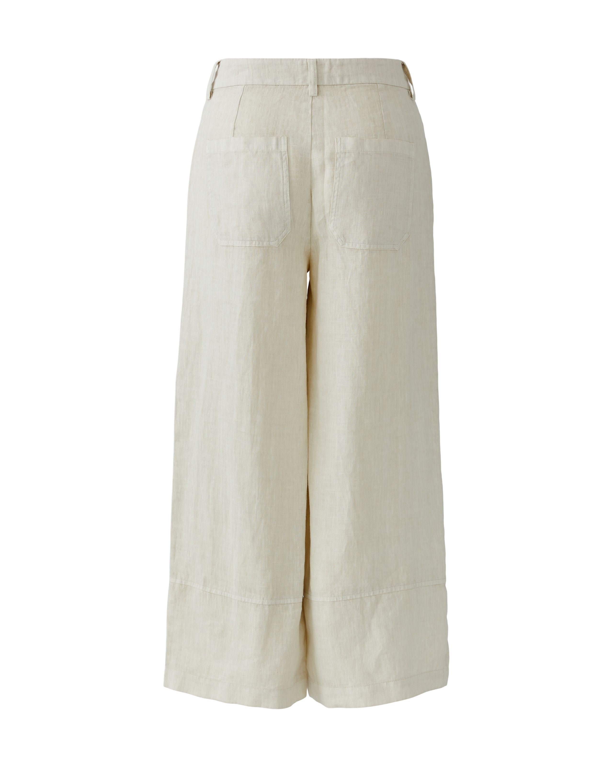 Linen Pull On Trouser - Biscuit