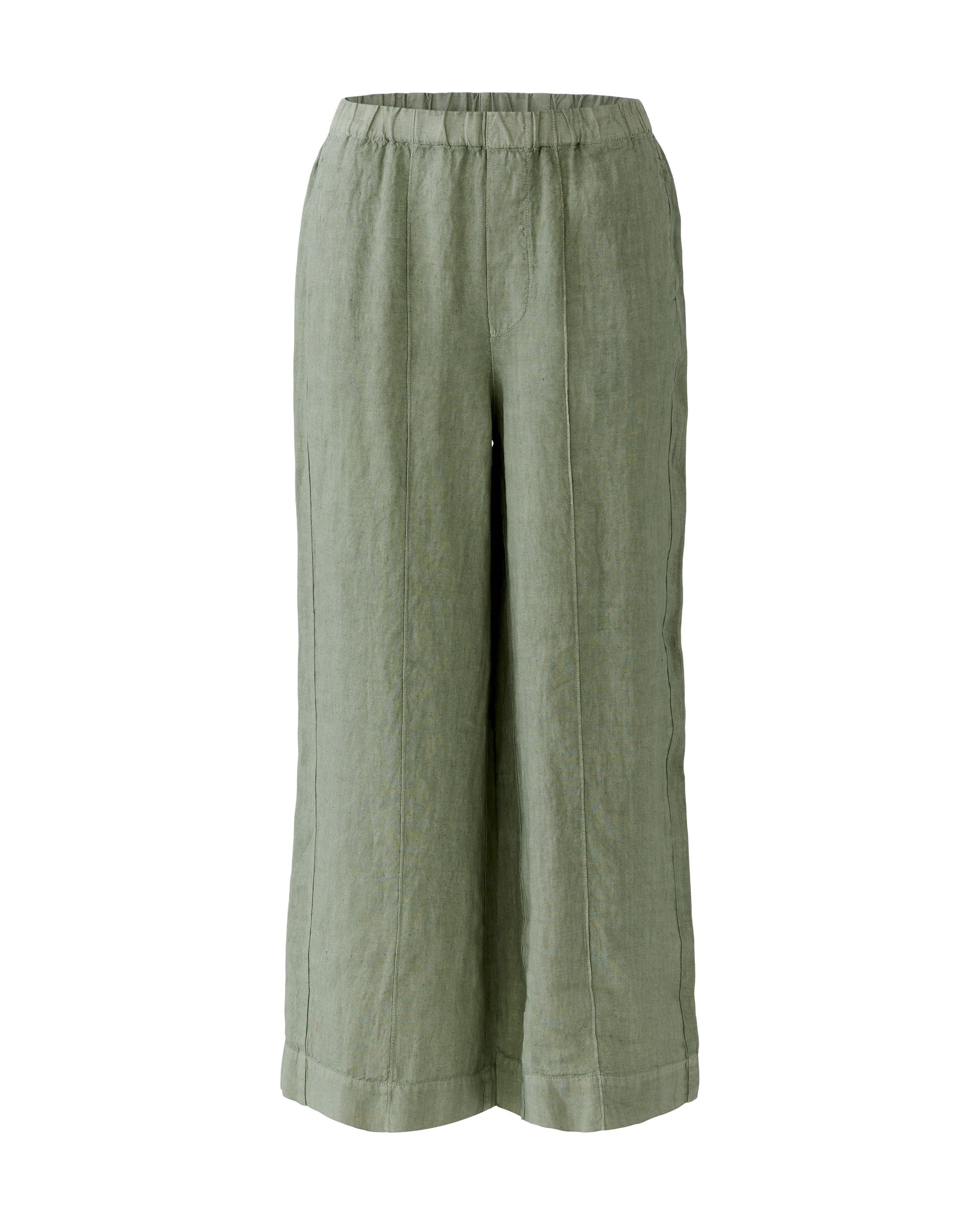 Linen Pull On Trouser - Khaki