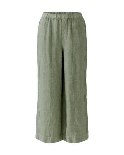 Linen Pull On Trouser - Khaki