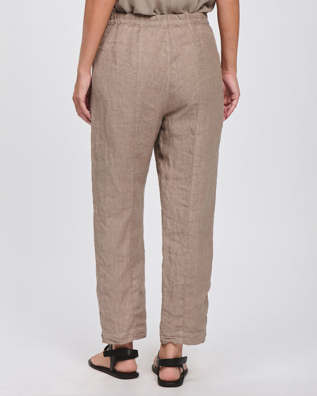 Linen Tapered Elastic Back Trouser - Rope