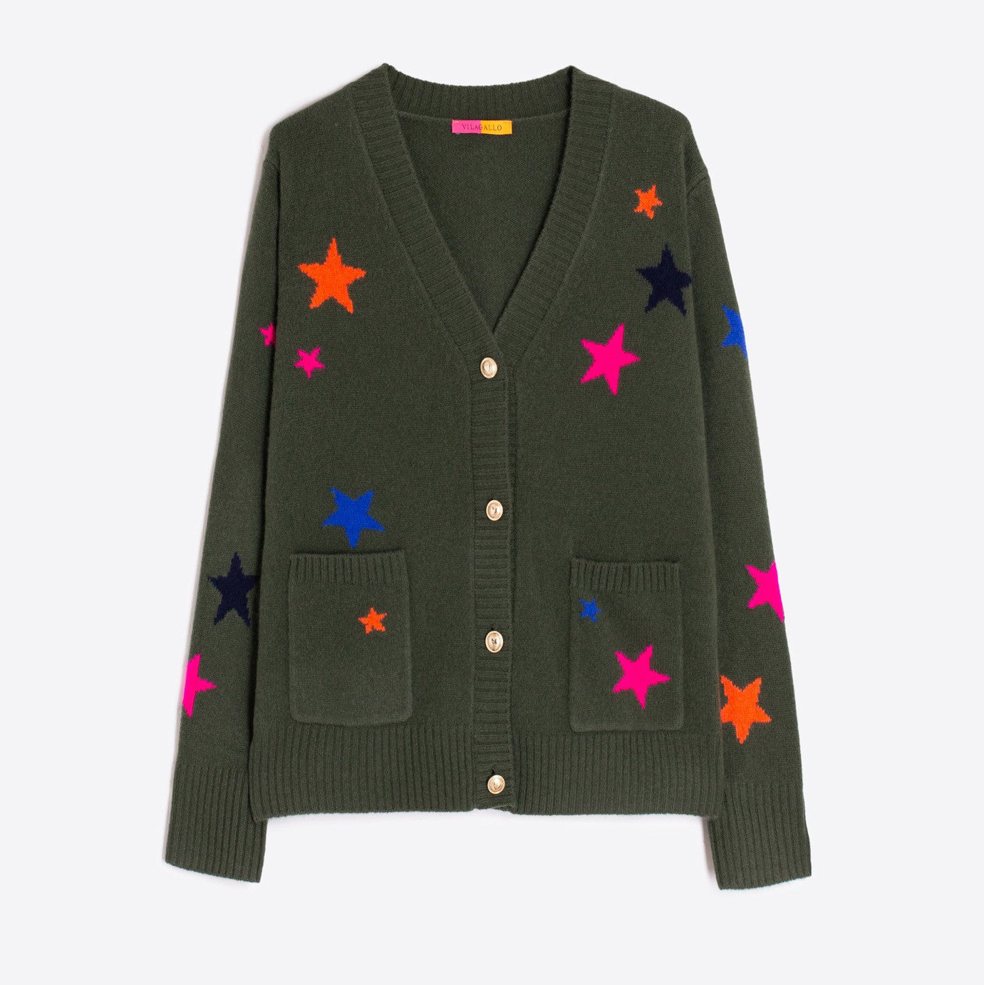 Longline Star Cardigan - Khaki