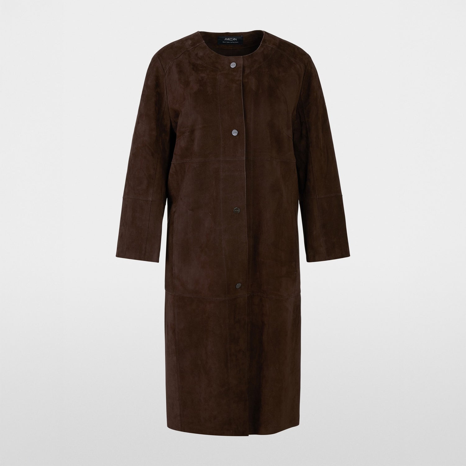 Long Suede Coat - Dark Wood
