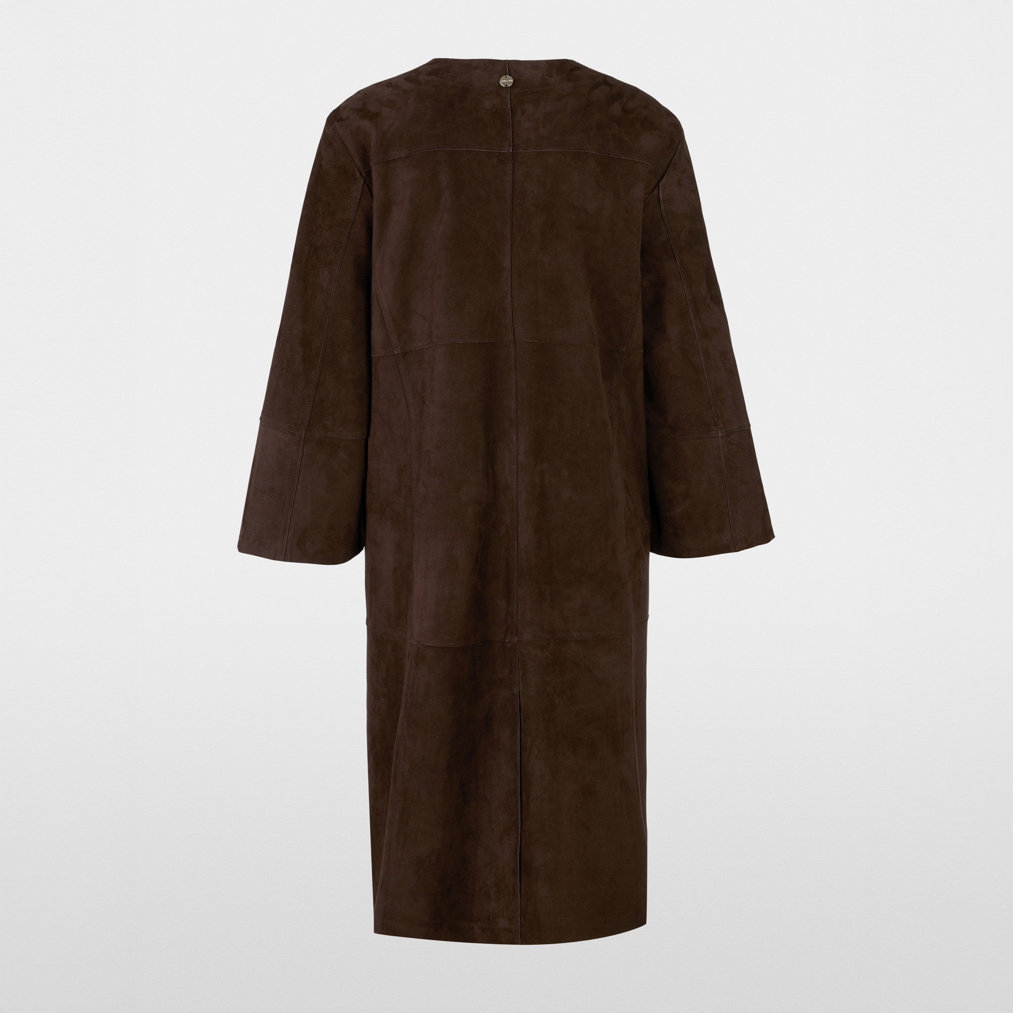 Long Suede Coat - Dark Wood