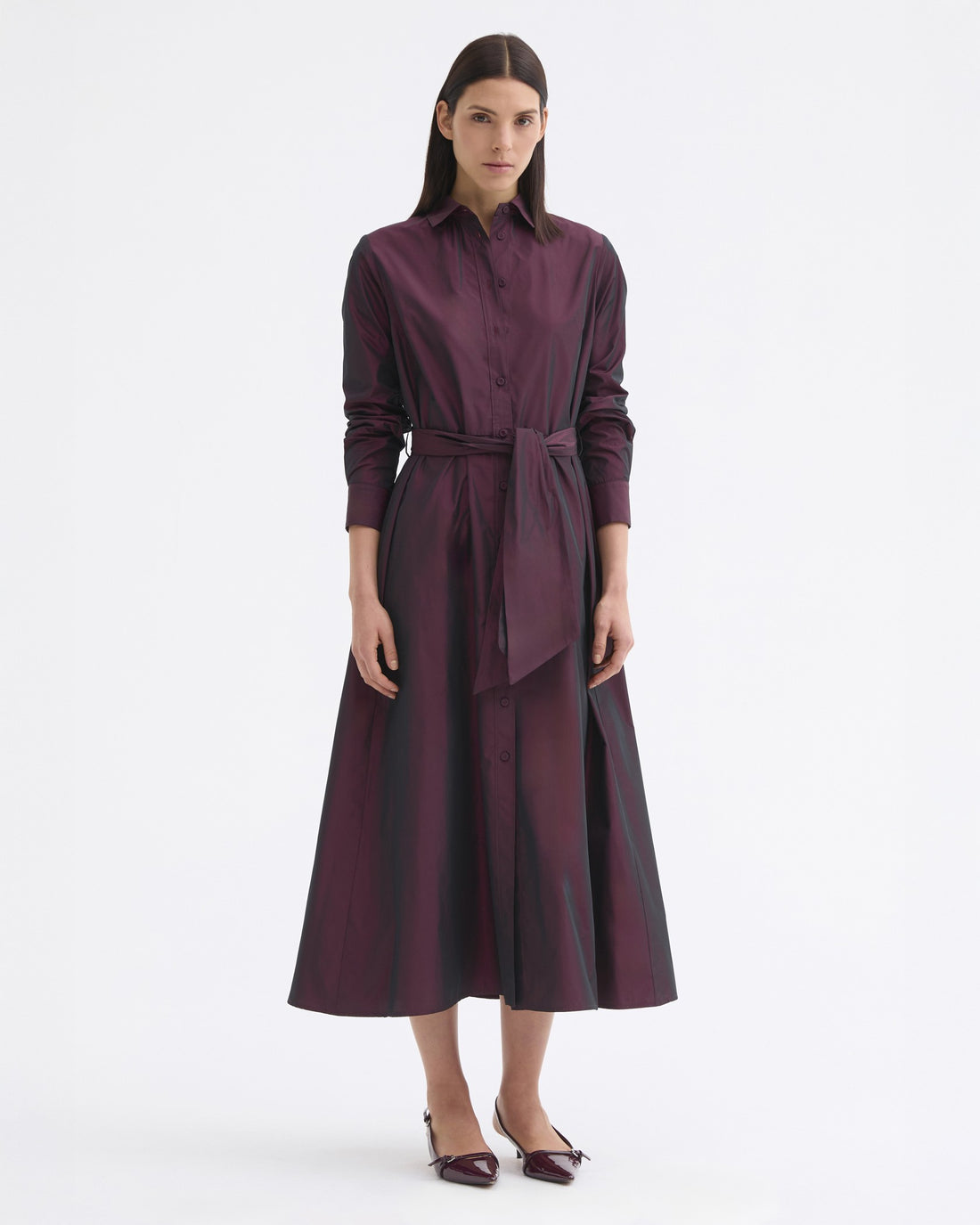 Long Taffeta Dress - Taupe