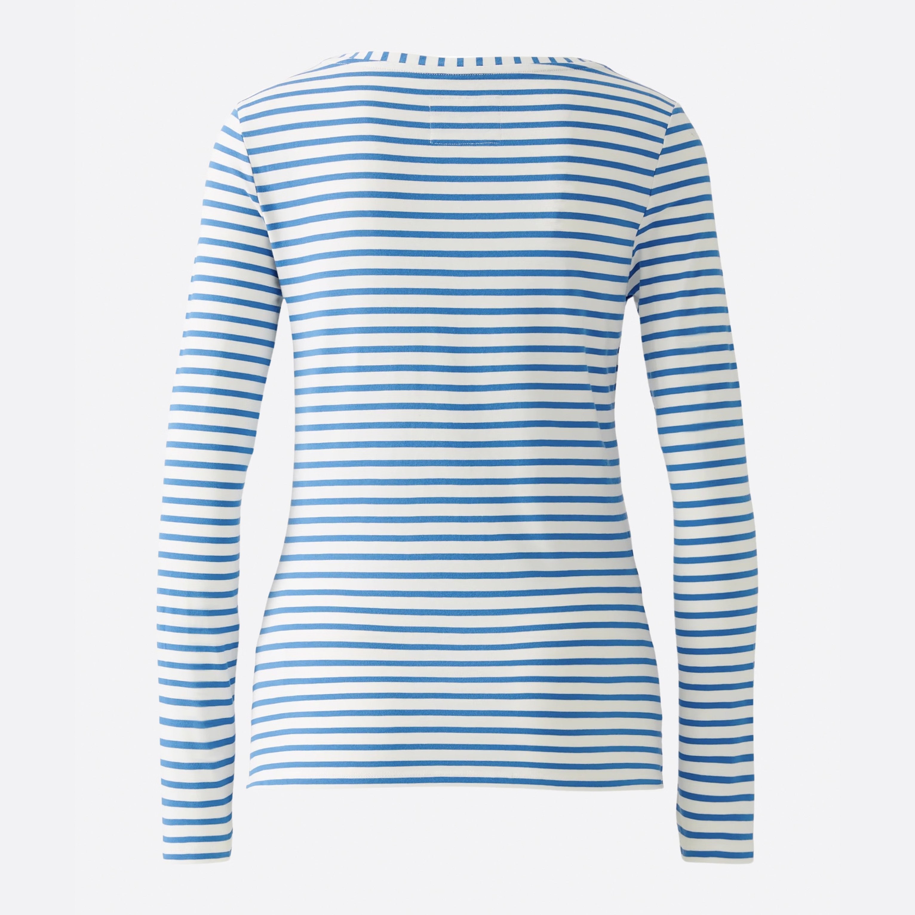 Long Sleeve Stripe T-Shirt - Off White / Blue