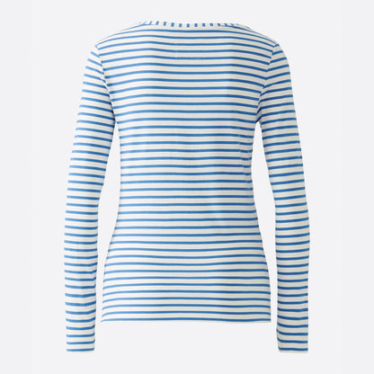 Long Sleeve Stripe T-Shirt - Off White / Blue