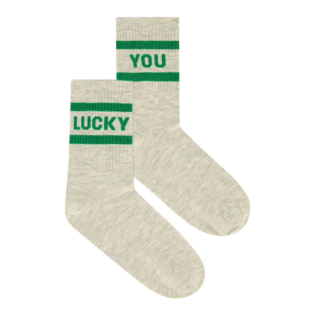 Lucky Sparkle Grey Socks - Spring Green