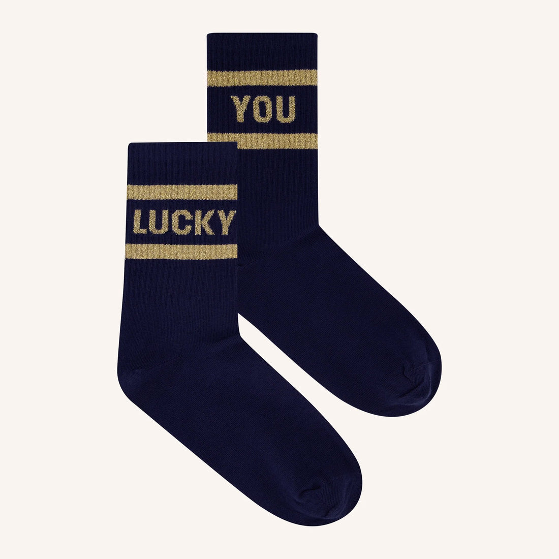 Lucky Sparkle Navy Socks - Gold