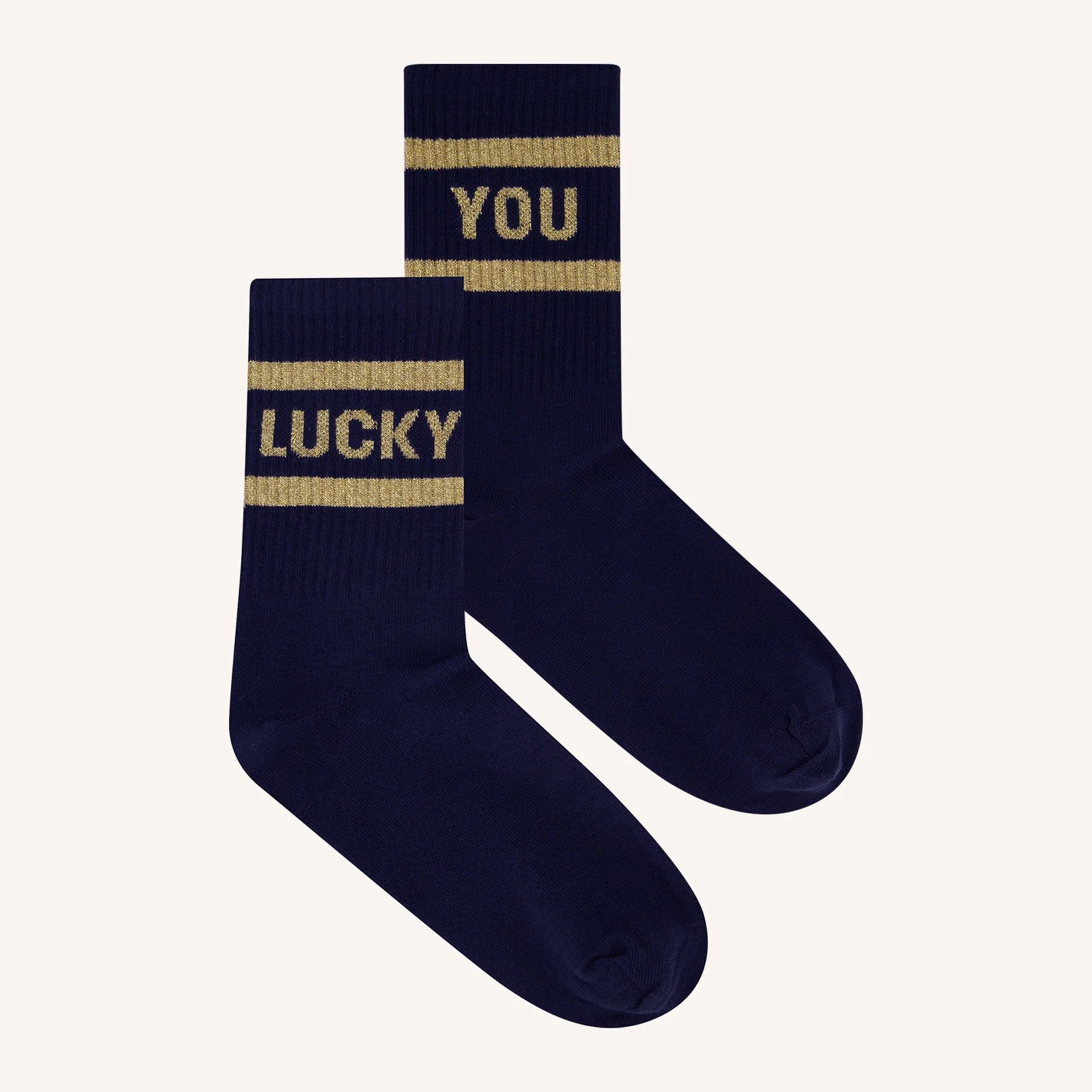 Lucky Sparkle Navy Socks - Gold