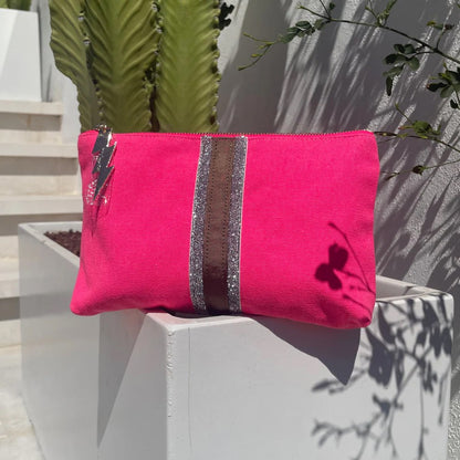 Lucky Stripe Clutch - Bright Pink