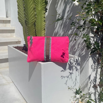 Lucky Stripe Clutch - Bright Pink