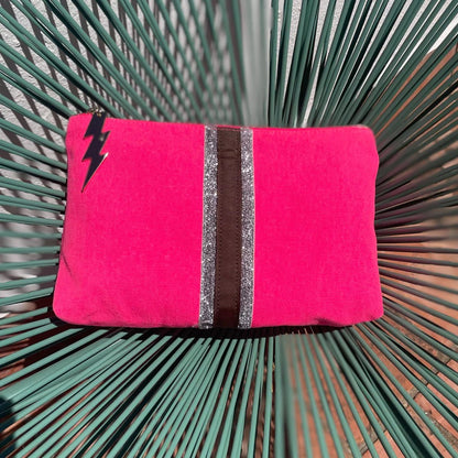 Lucky Stripe Clutch - Bright Pink