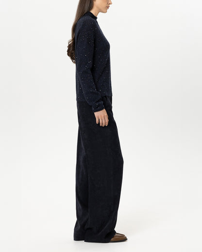 Wide Leg Cord Trousers - Winter Navy