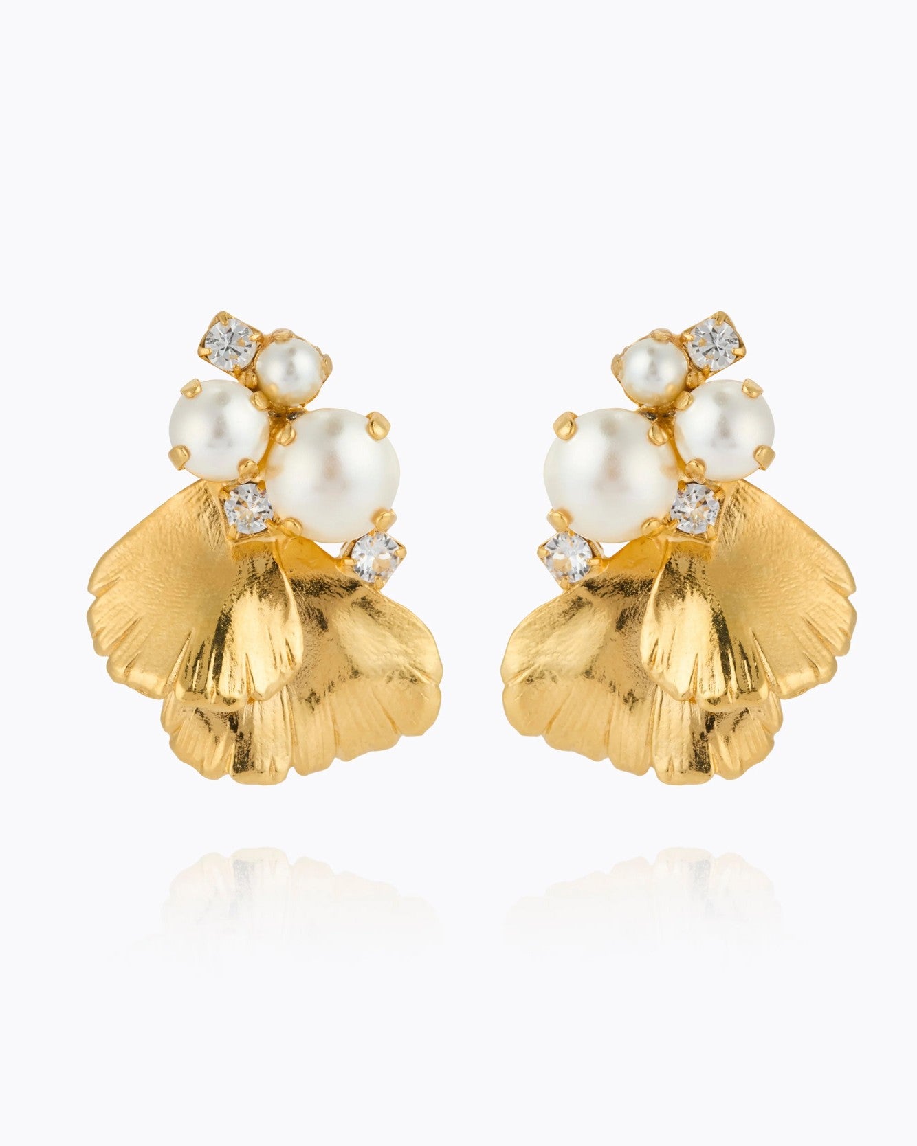 Lumi Pearl Earrings Gold - Pearl / Crystal