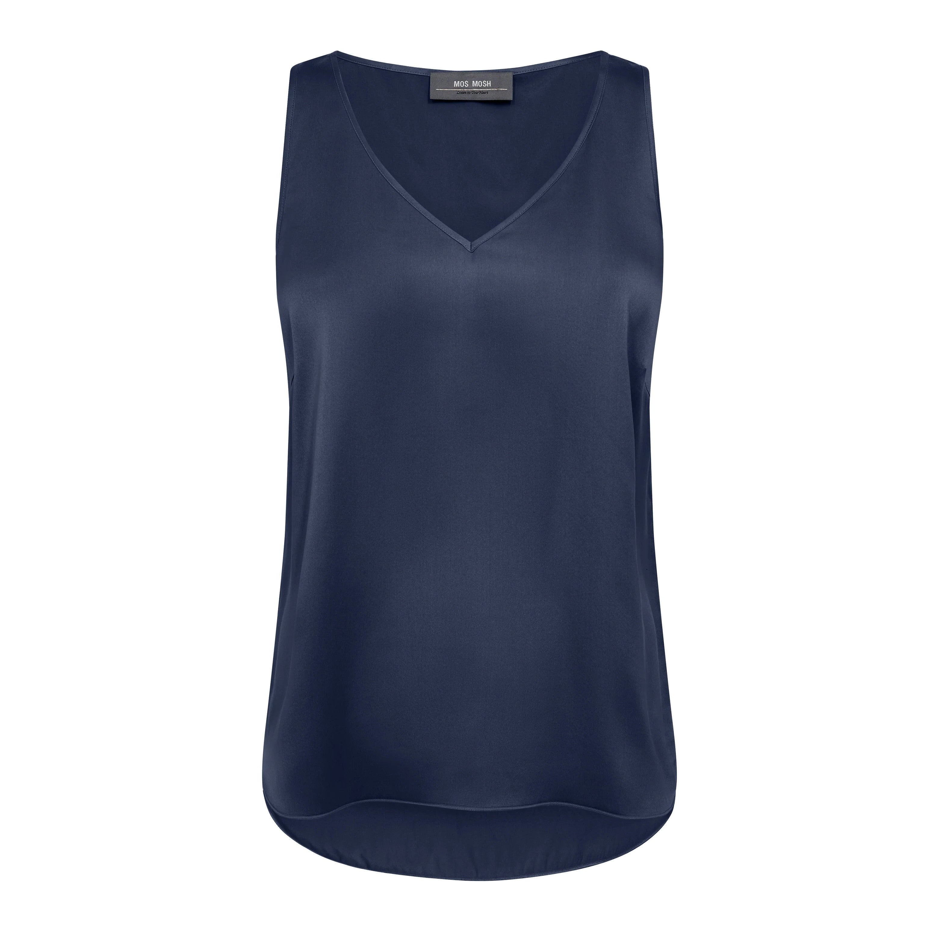 Astrid V-Neck Silk Tank Top - Salute Navy