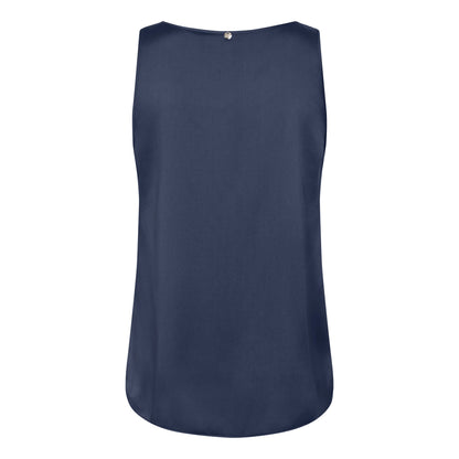 Astrid V-Neck Silk Tank Top - Salute Navy